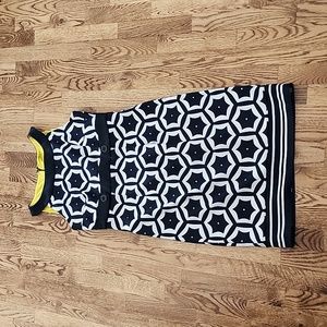 (10) London Times Slim Fit Midi Dress Geometric Print Modern Contemporary